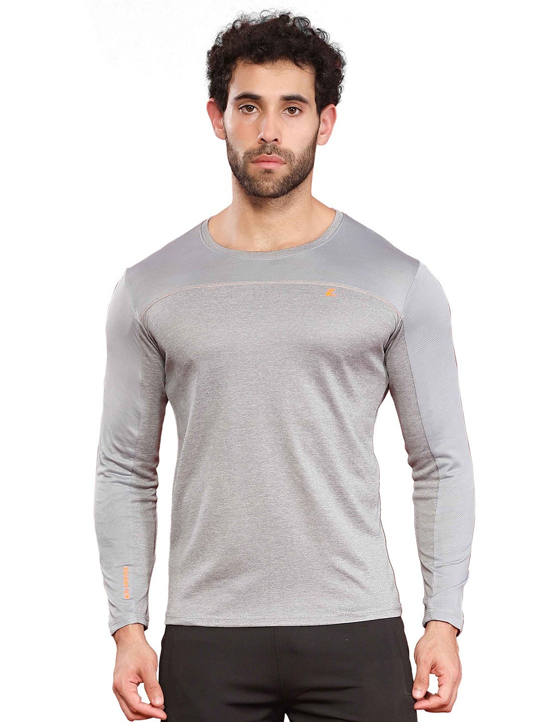 

Z Zagros Men High Neck Pockets T-shirt, Grey