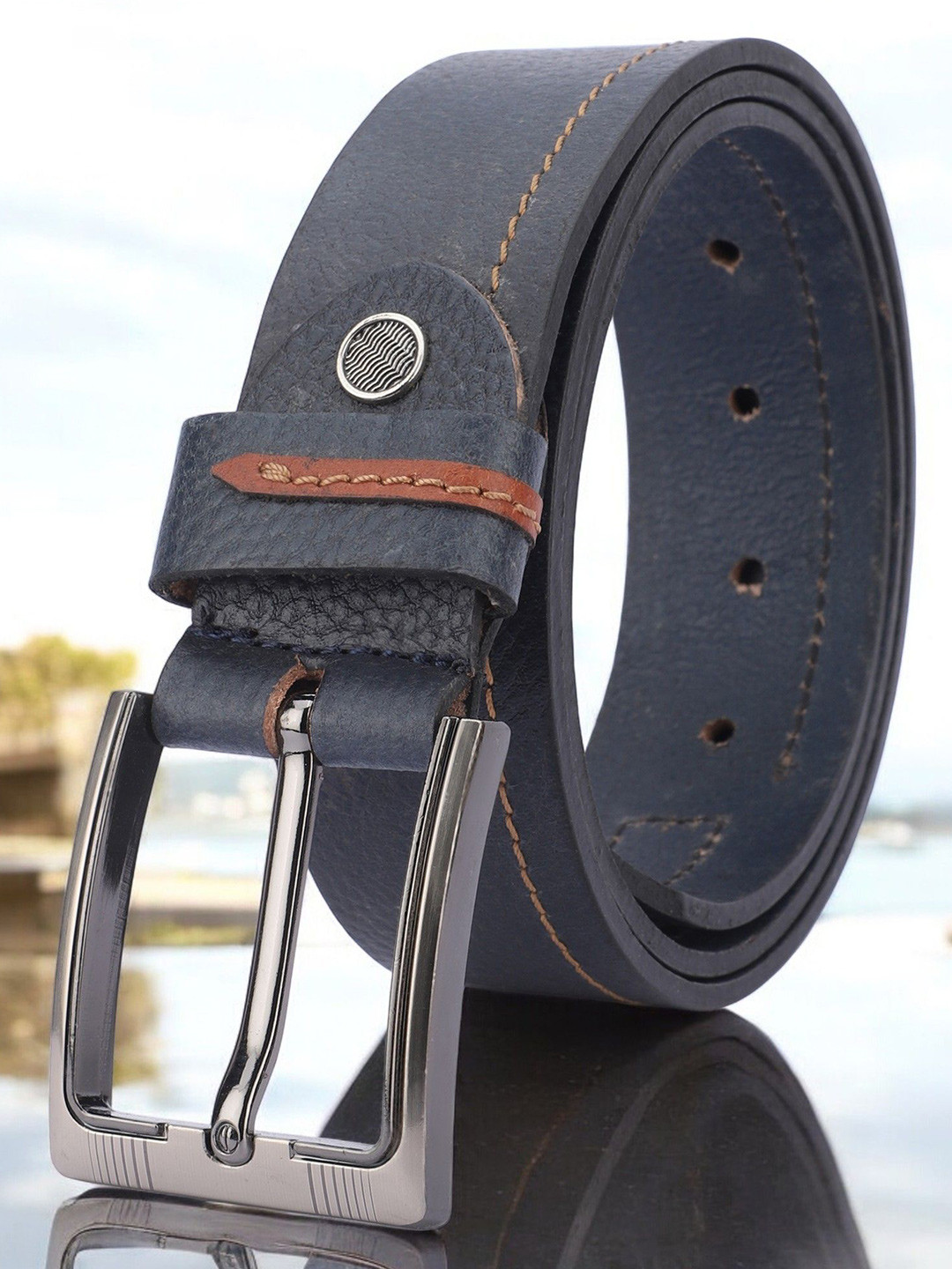 

The Roadster Lifestyle Co Genuine Leather Casual Belt, Blue