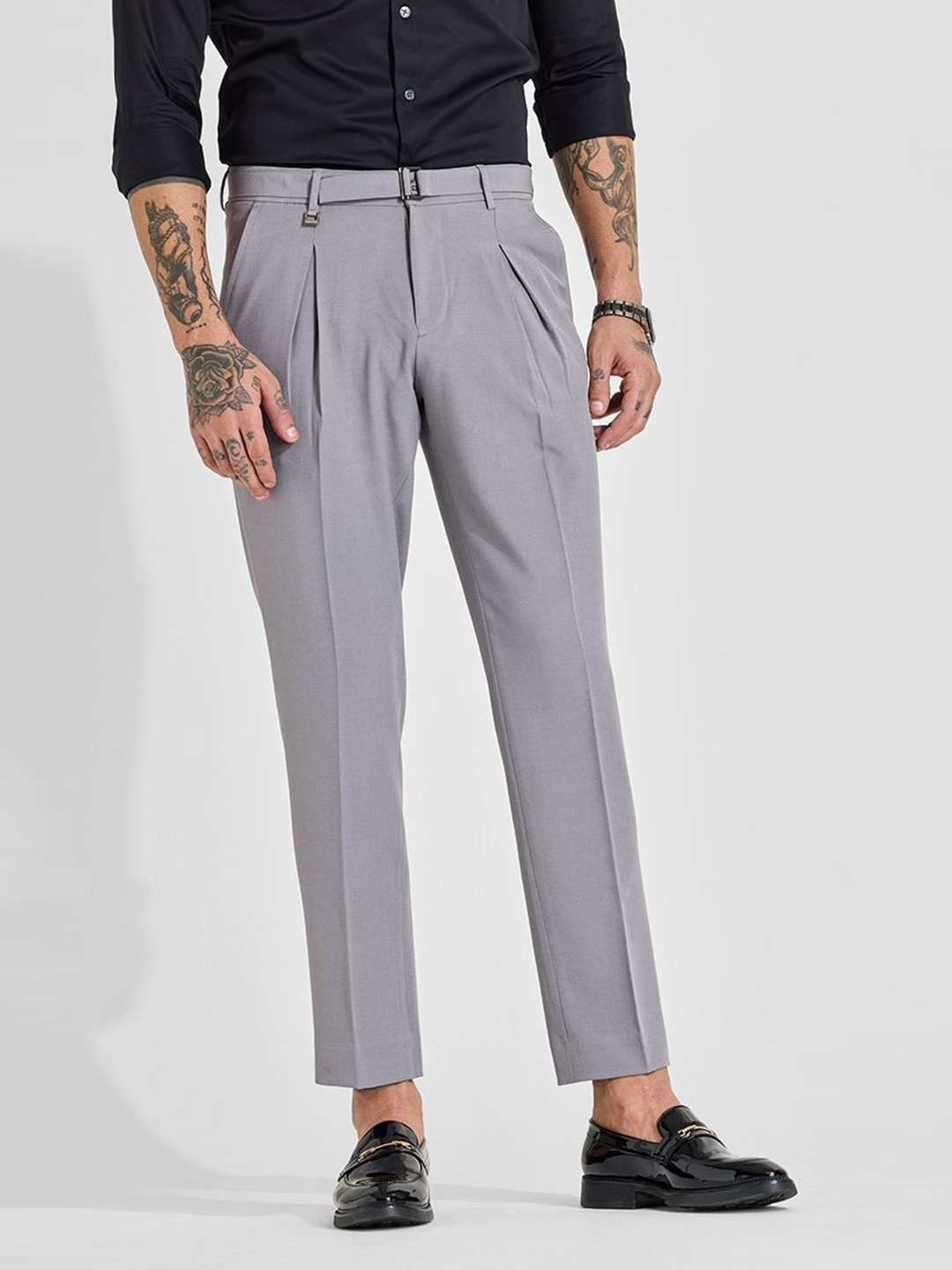 

Snitch Men Light Grey Mid-Rise Slim Fit Trouser
