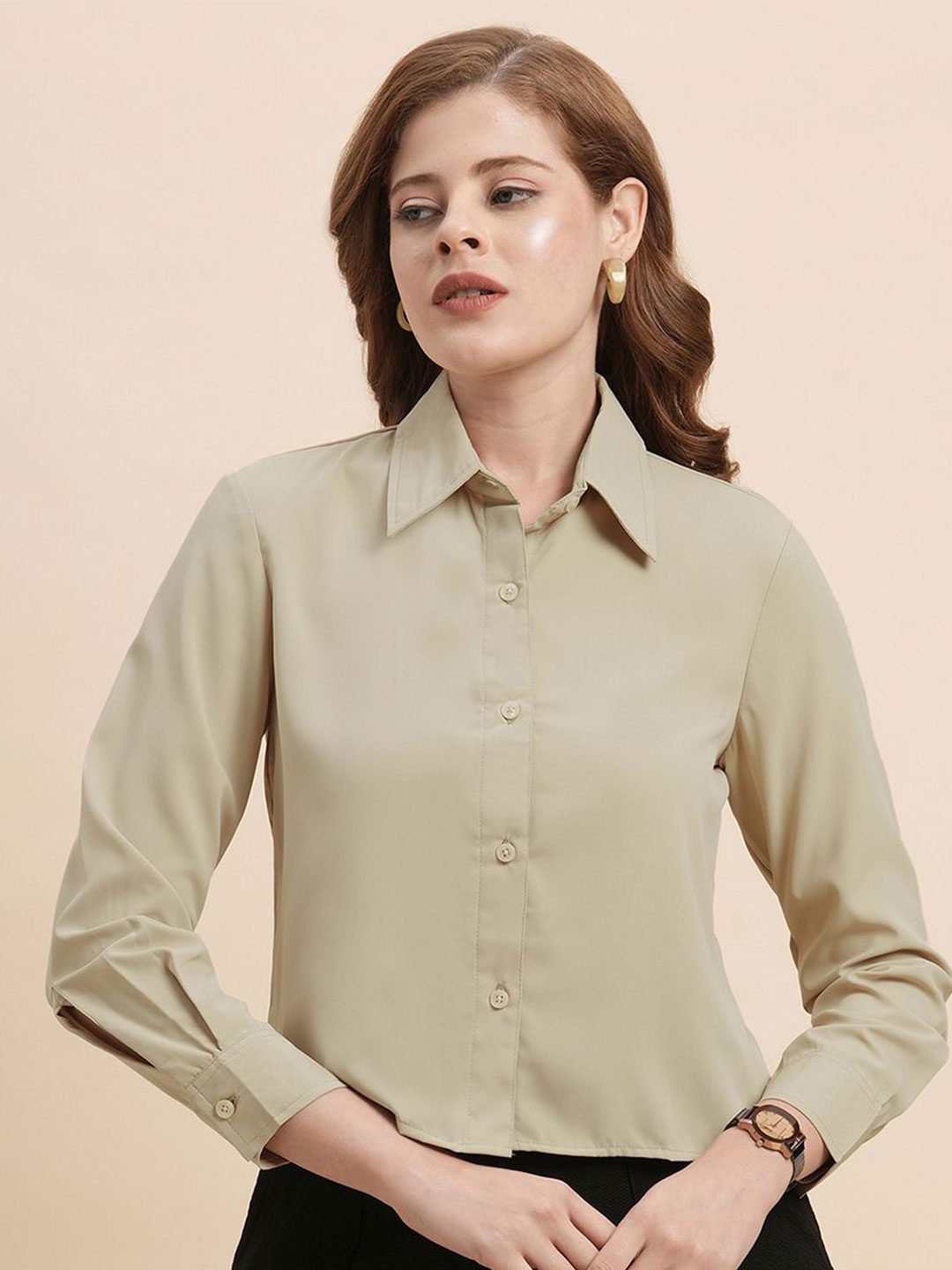 

Moda Rapido Women Opaque Casual Shirt, Beige