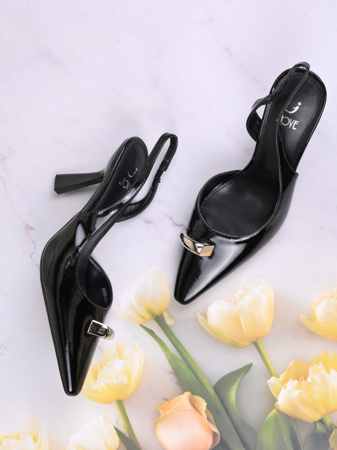 

Jove Women PU Slim Heeled Pumps, Black