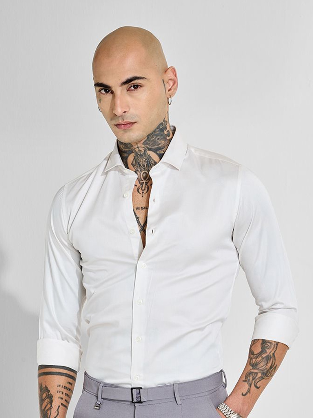 

Snitch Men Classic Slim Fit Opaque Formal Shirt, White