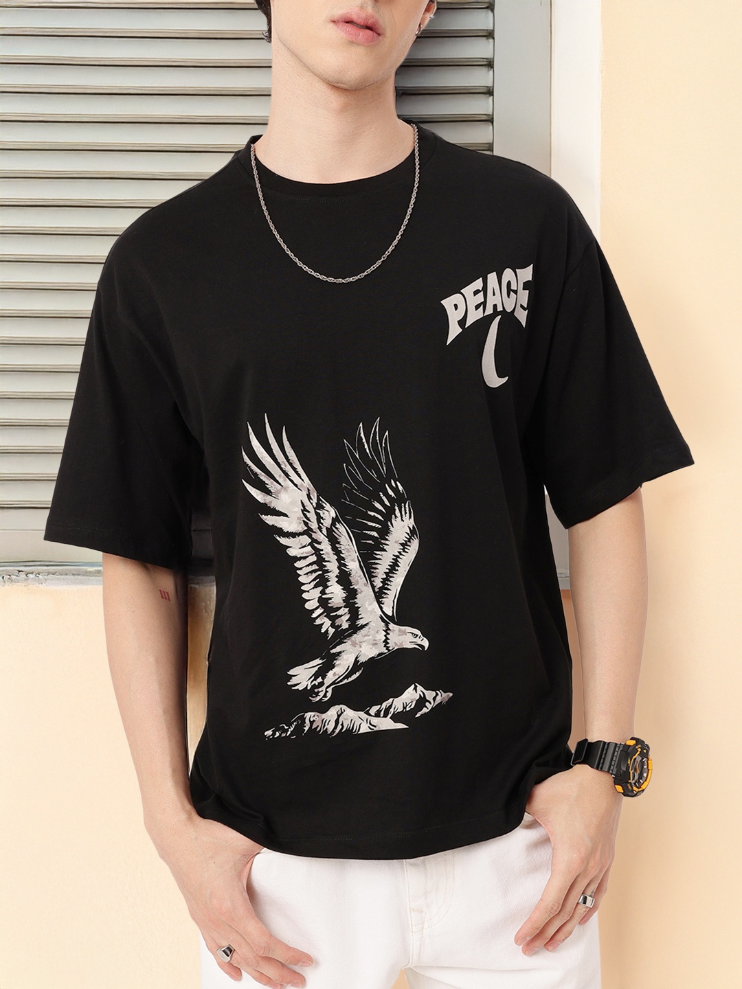 

Kook N Keech Urban Edge Printed Oversized T-shirt, Black