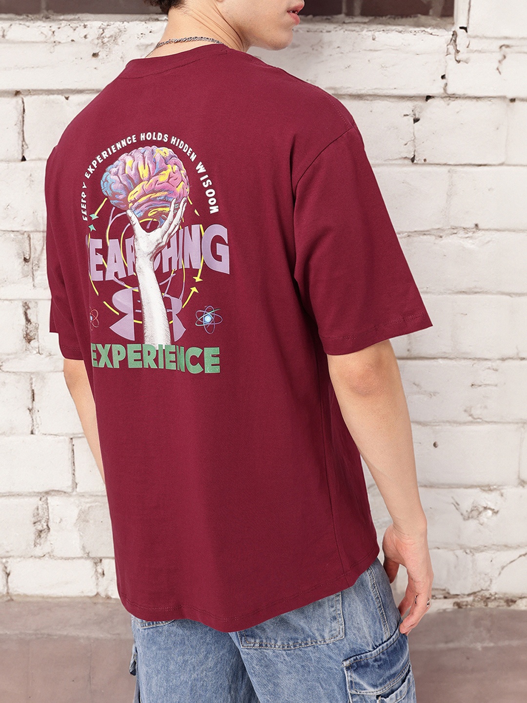 

Kook N Keech Countless Search Printed Oversized T-shirt, Maroon
