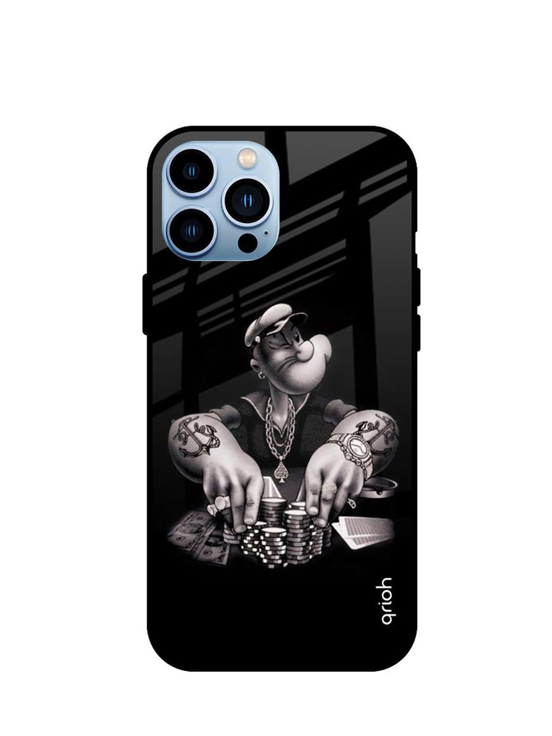 

QRIOH Quirky Printed iPhone 13 Pro Max Back Case Mobile Accessories, Black