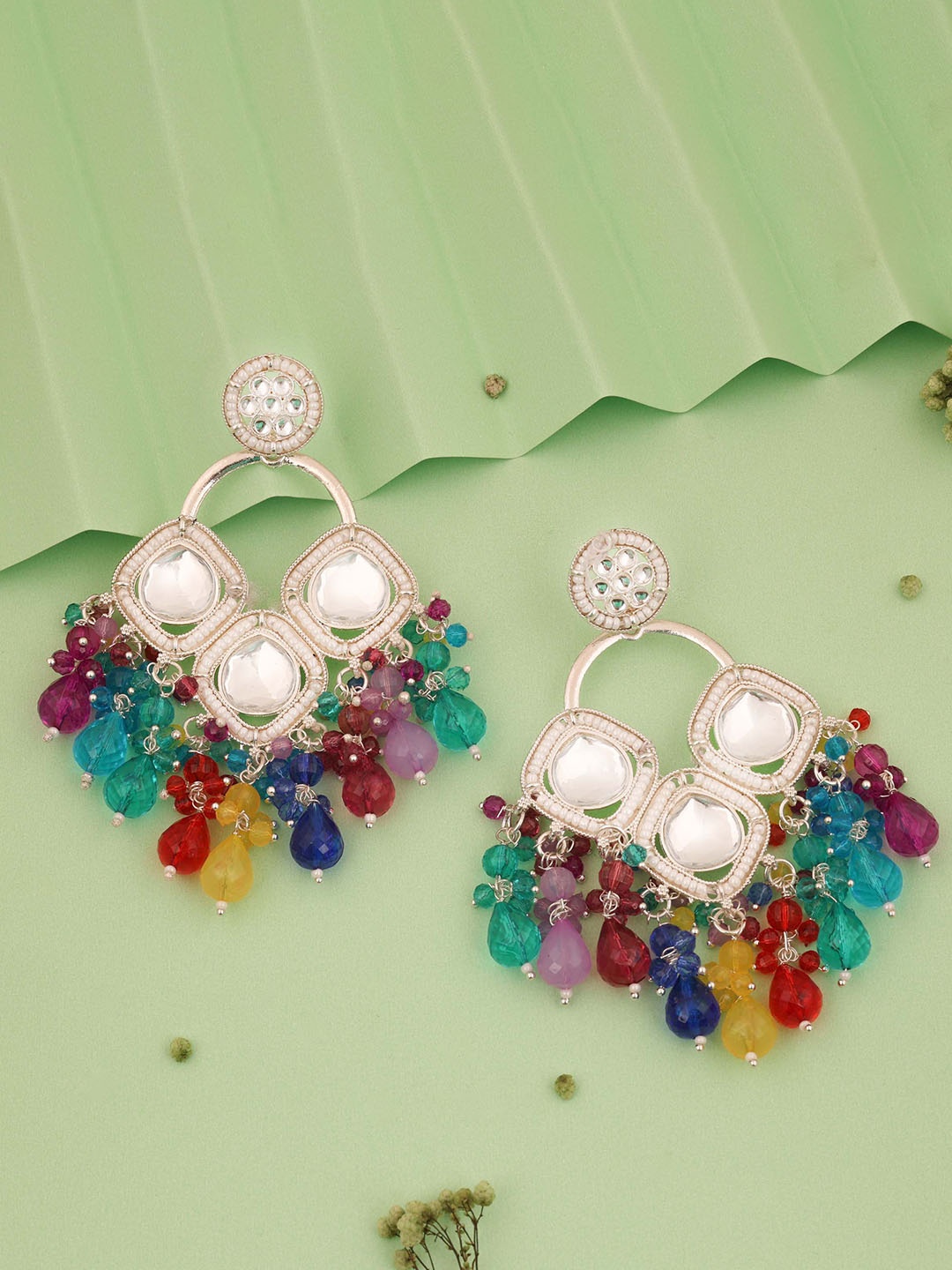 

Anouk Silver-Plated Artificial Beads Contemporary Jhumkas