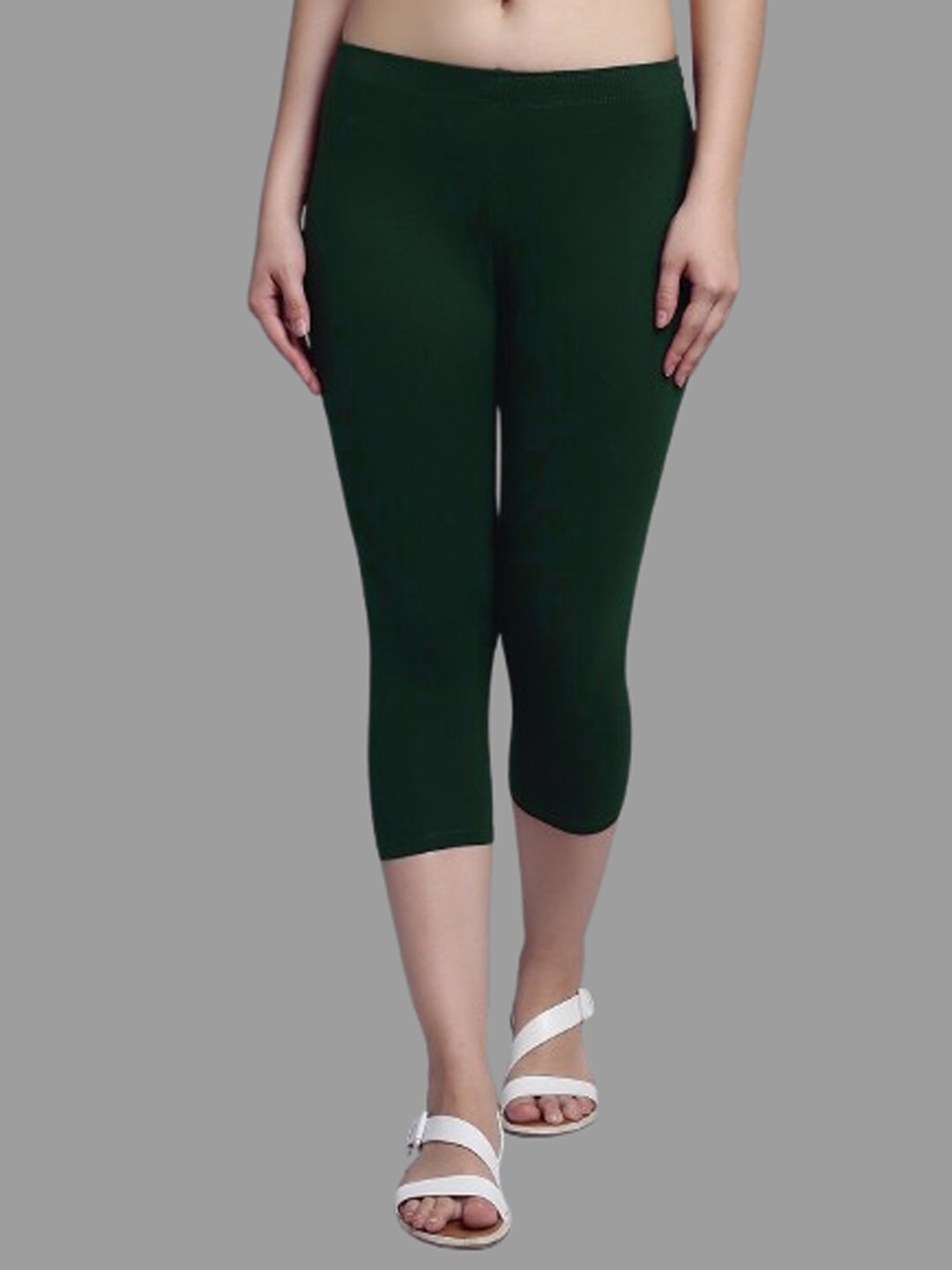 

Trend Level Mid Rise Three-Fourth Length Leggings, Green