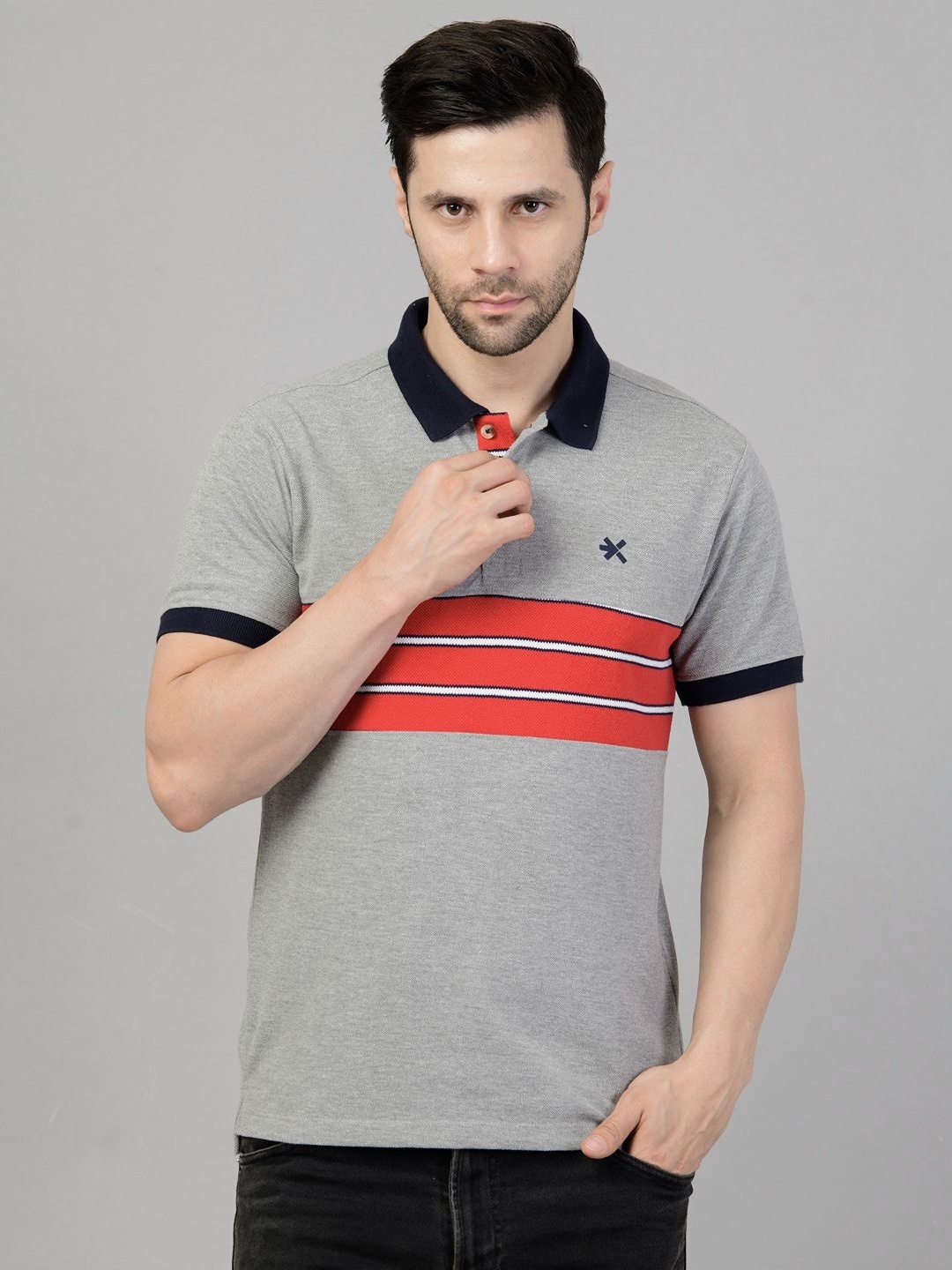 

HRX by Hrithik Roshan Men Polo Collar Applique T-shirt, Grey