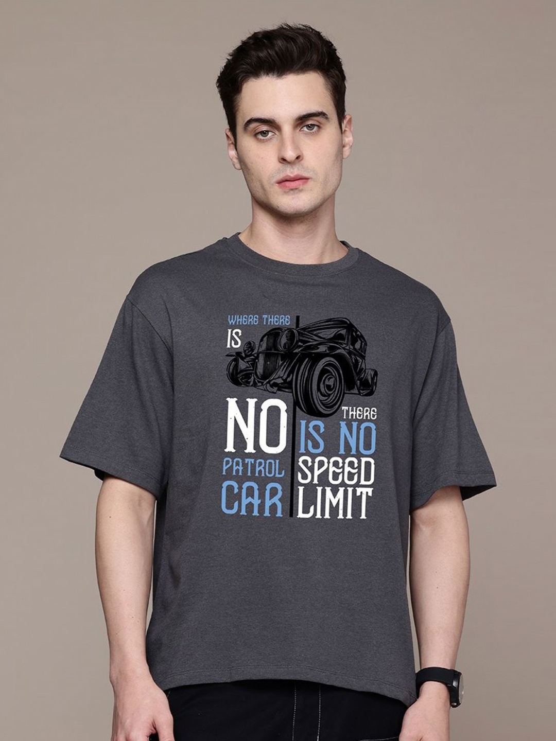 

Moda Rapido Men Printed Pockets T-shirt, Steel