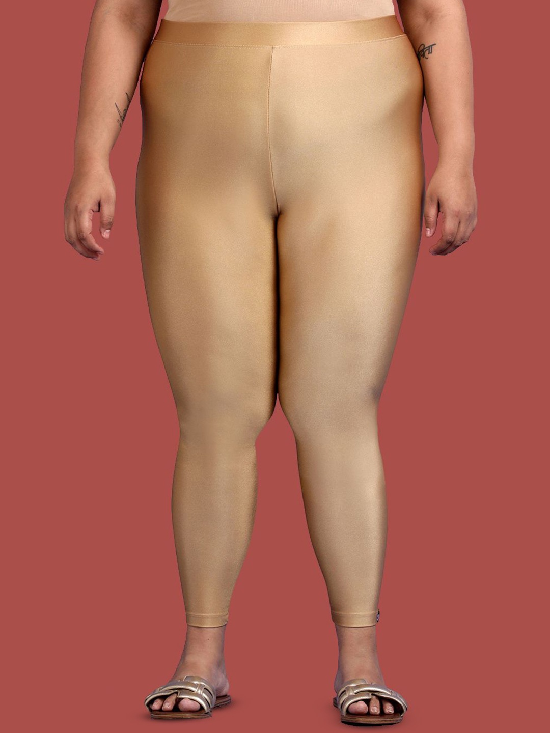

TWIN BIRDS Women Nylon Solid Gold Shimmer Legging