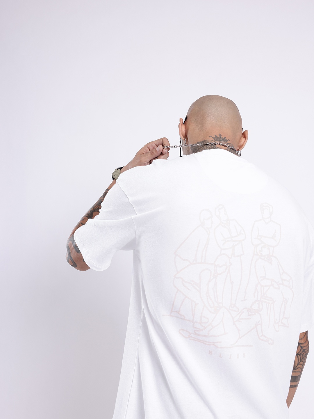 

glitchez Urban Essence Printed Oversized T-shirt, White