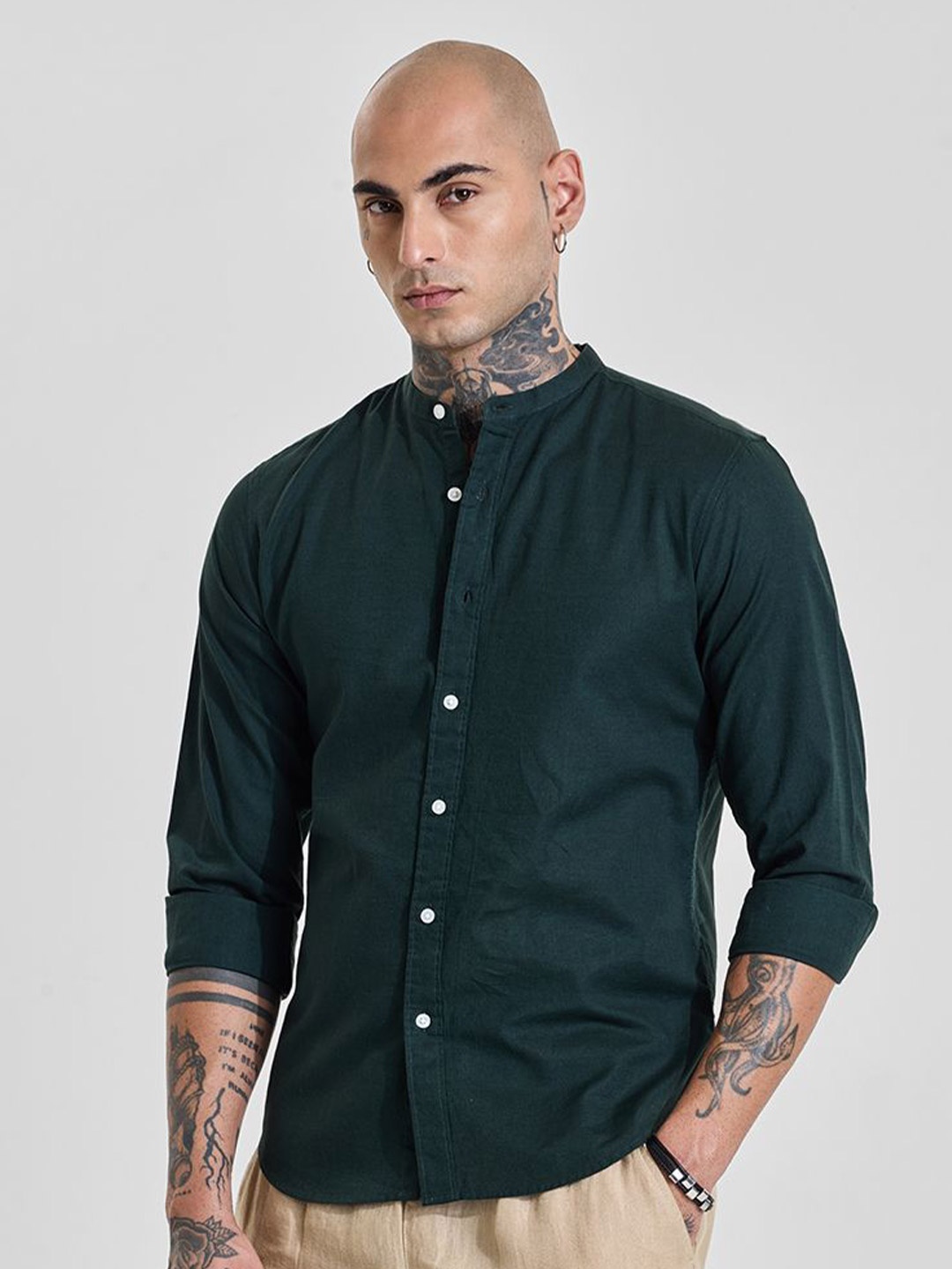 

Snitch Men Slim Fit Opaque Formal Shirt, Green