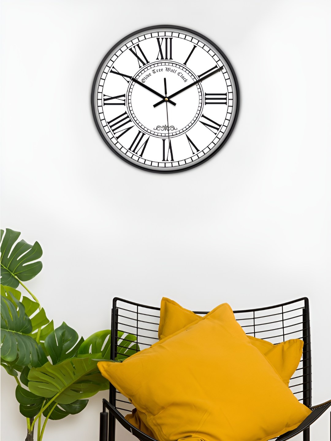 

OLIVE TREE Black & White Traditional Wall Clock