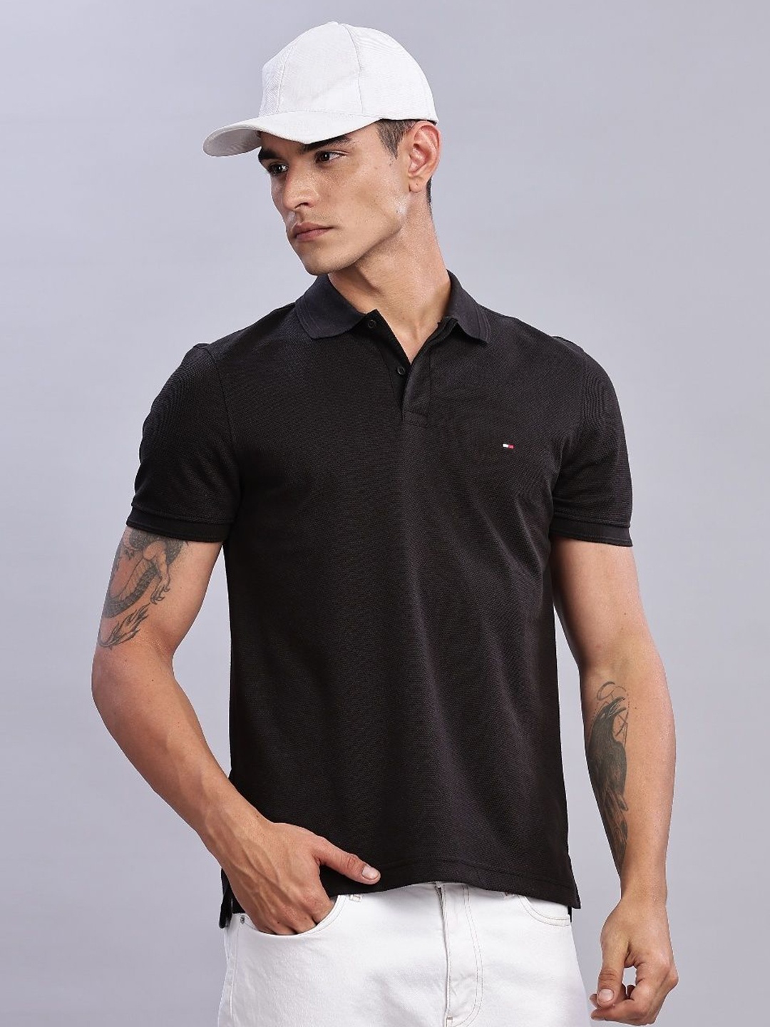 

Tommy Hilfiger Men Polo Collar T-shirt, Black