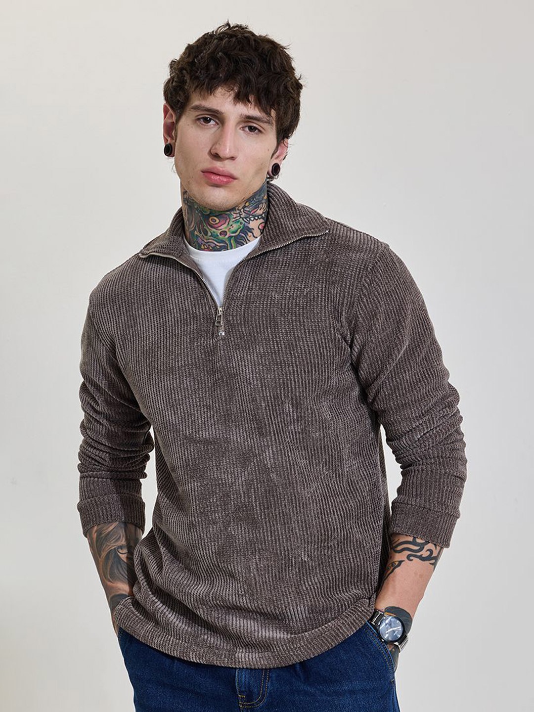 

Snitch Men Polo Collar Slim Fit T-shirt, Brown