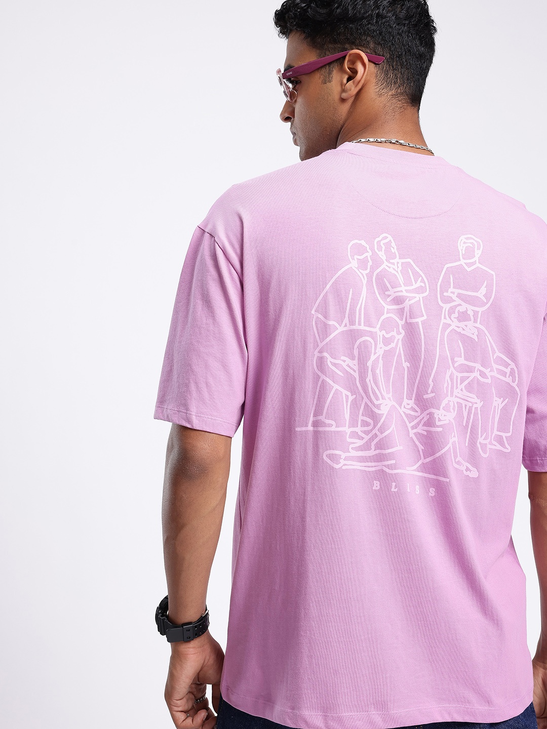 

glitchez Street Vibe Graphic Printed Relaxed Fit T-shirt, Lavender
