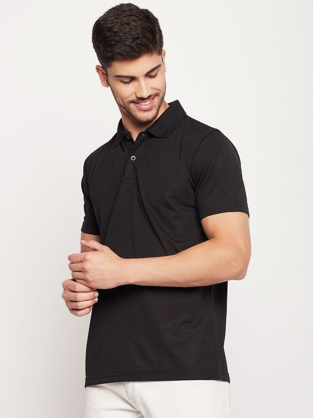

UBX Men Polo Collar T-shirt, Black