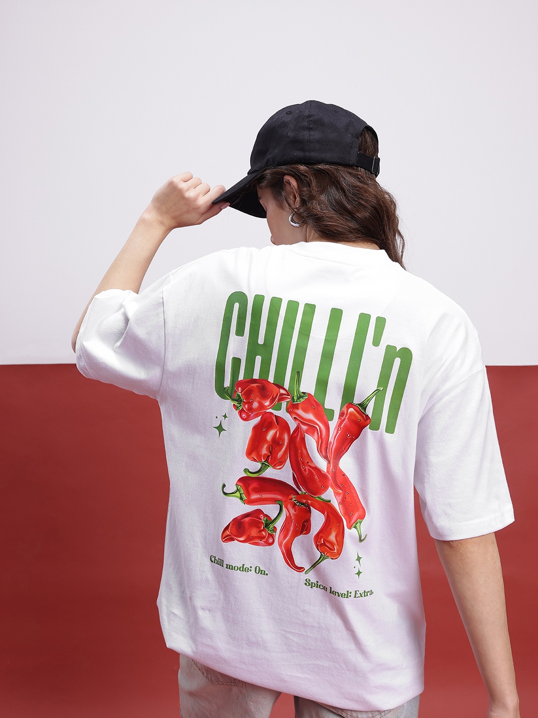 

glitchez Urban Refined Printed Oversized Longline T-shirt, White