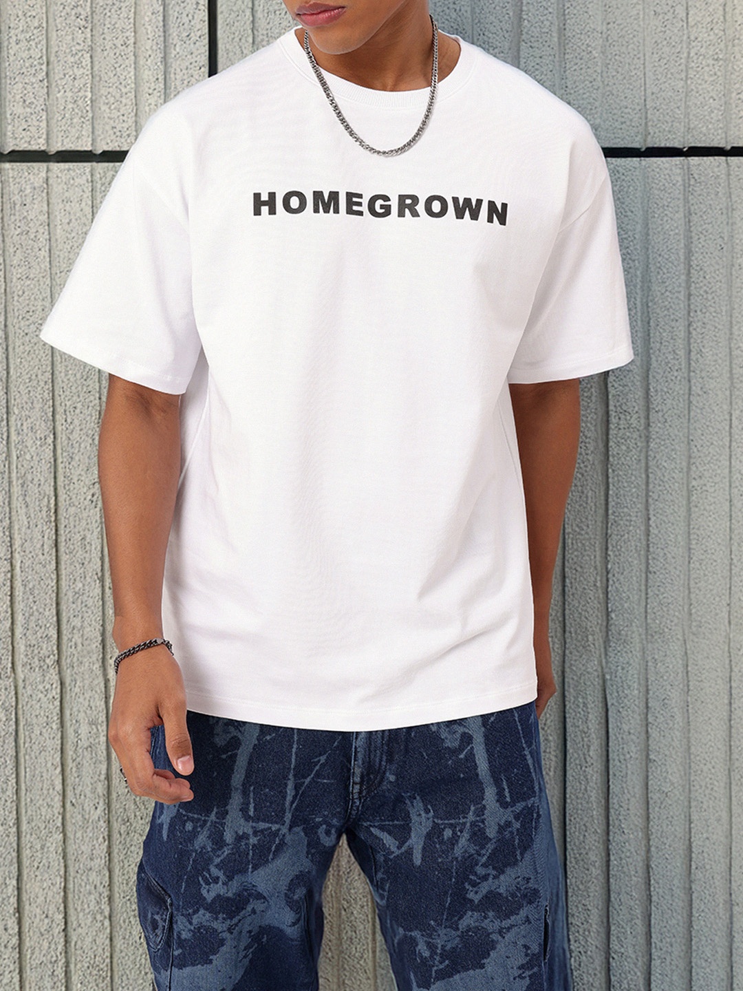 

Kook N Keech Locally Sourced Urban Printed Cotton Terry Oversized T-shirt, White