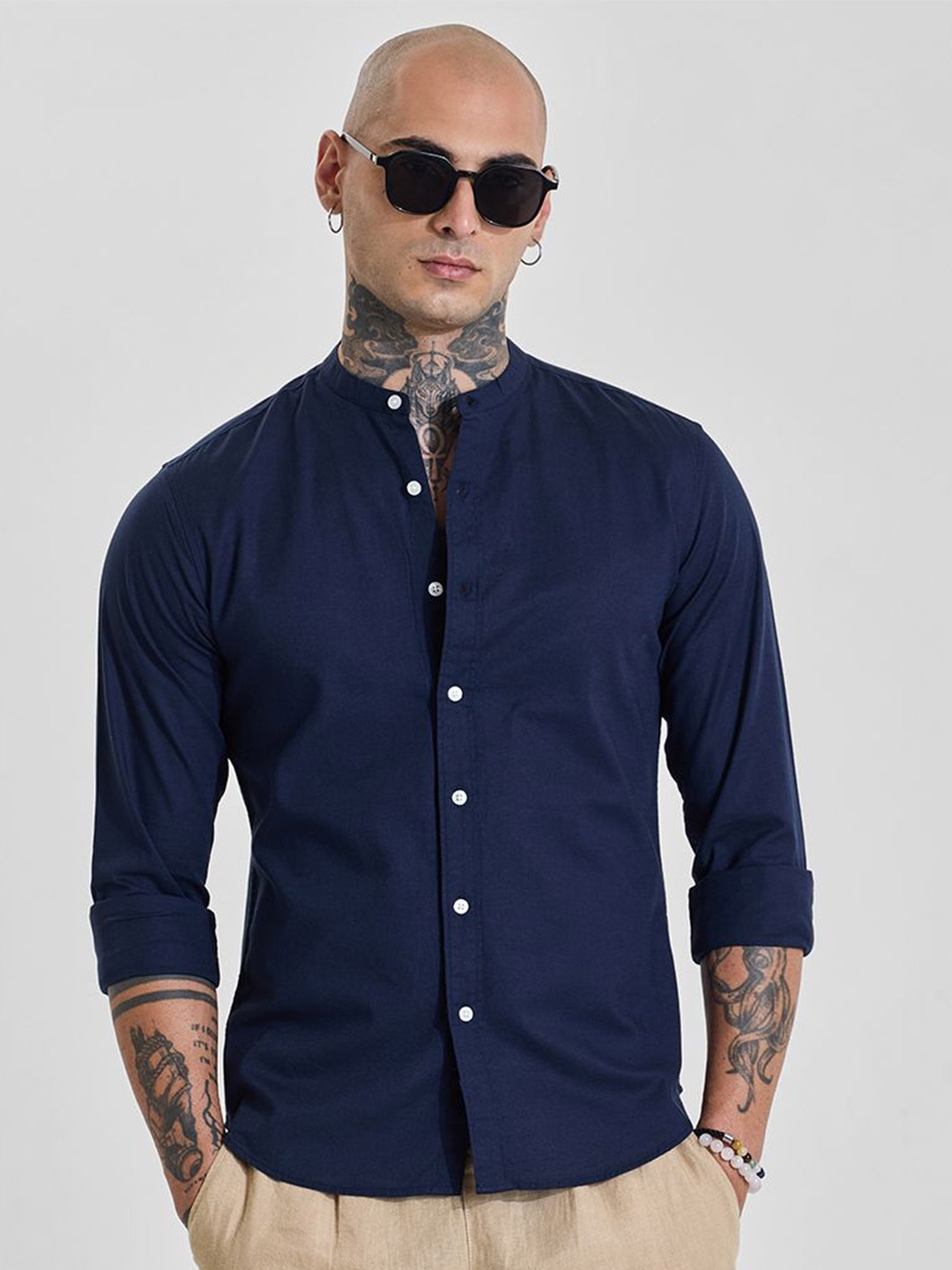 

Snitch Men Slim Fit Opaque Formal Shirt, Navy blue