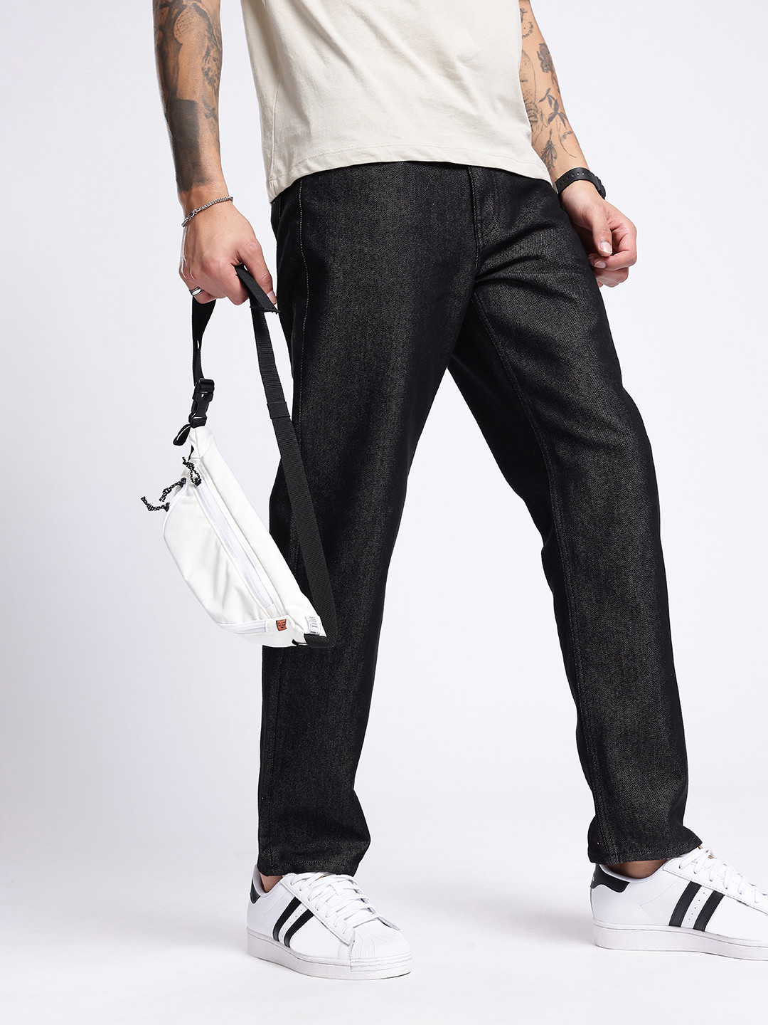 

glitchez Men Edgy Street Relaxed Fit Jeans, Black