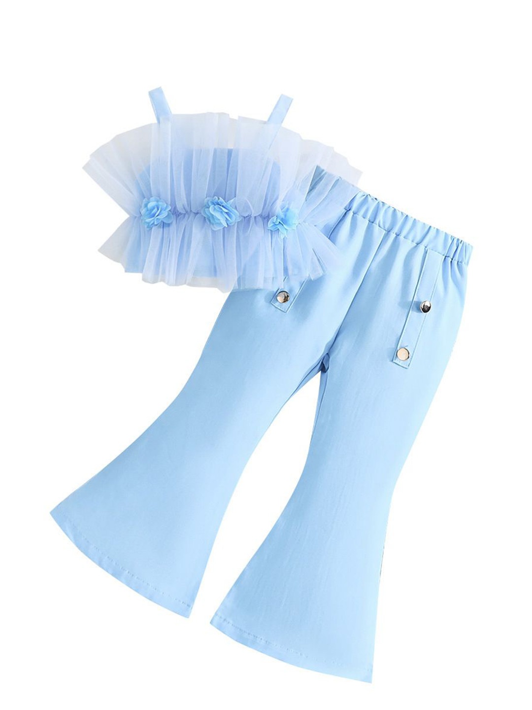 

StyleCast x Revolte Girls Shoulder Straps Top With Palazzos, Blue