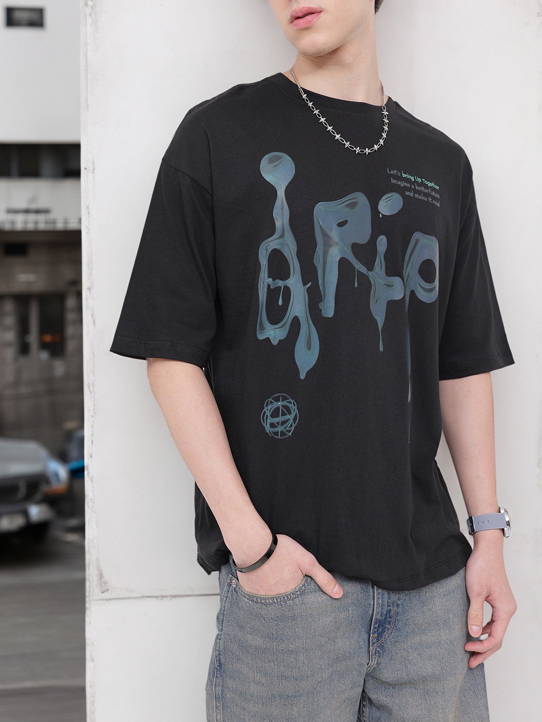 

Kook N Keech Versatility Swagger Typography Printed Oversized T-shirt, Black