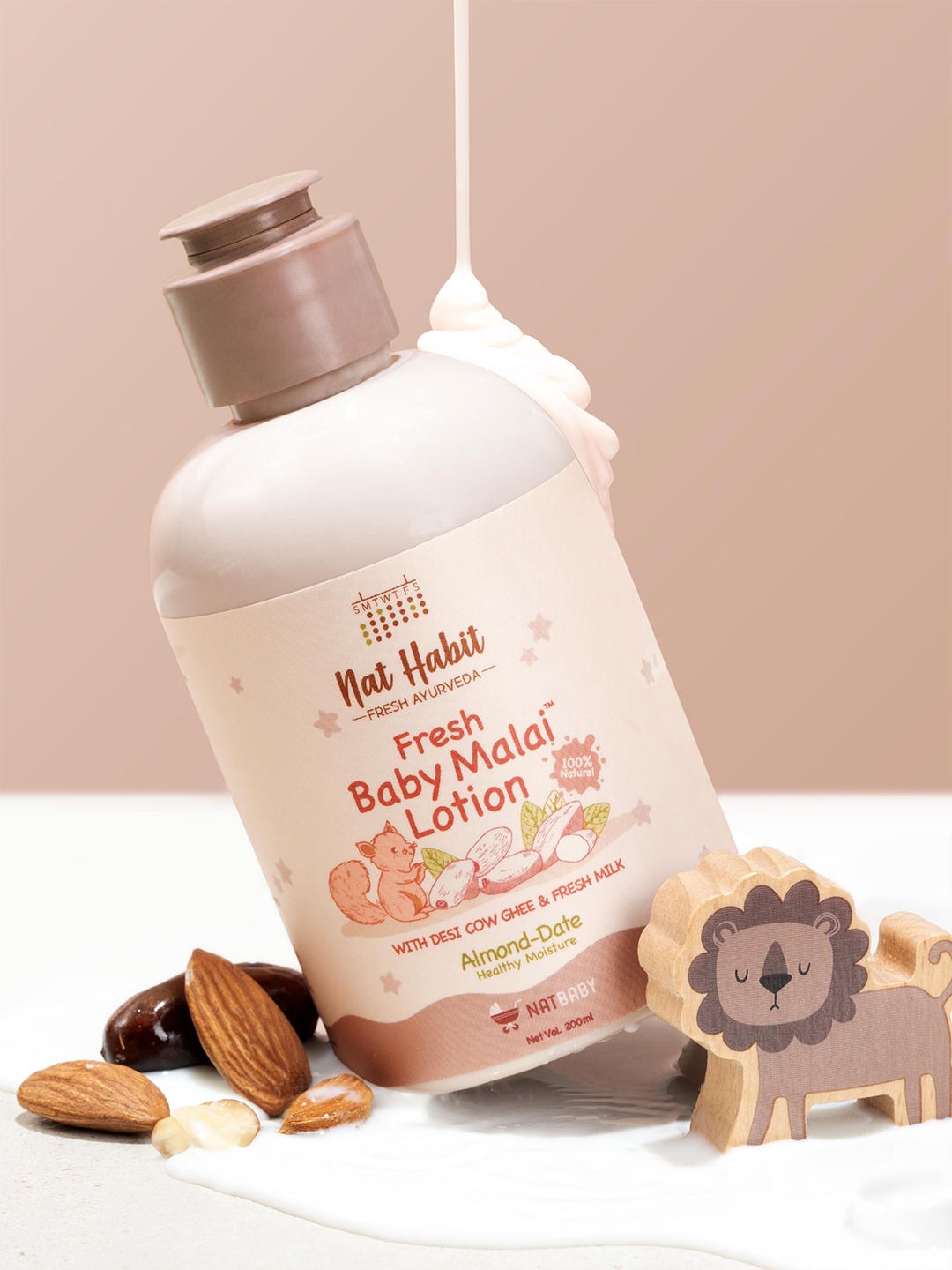 

Nat Habit Baby Malai Lotion With Almond & Date For Deep Nourishment - 200 ml, White