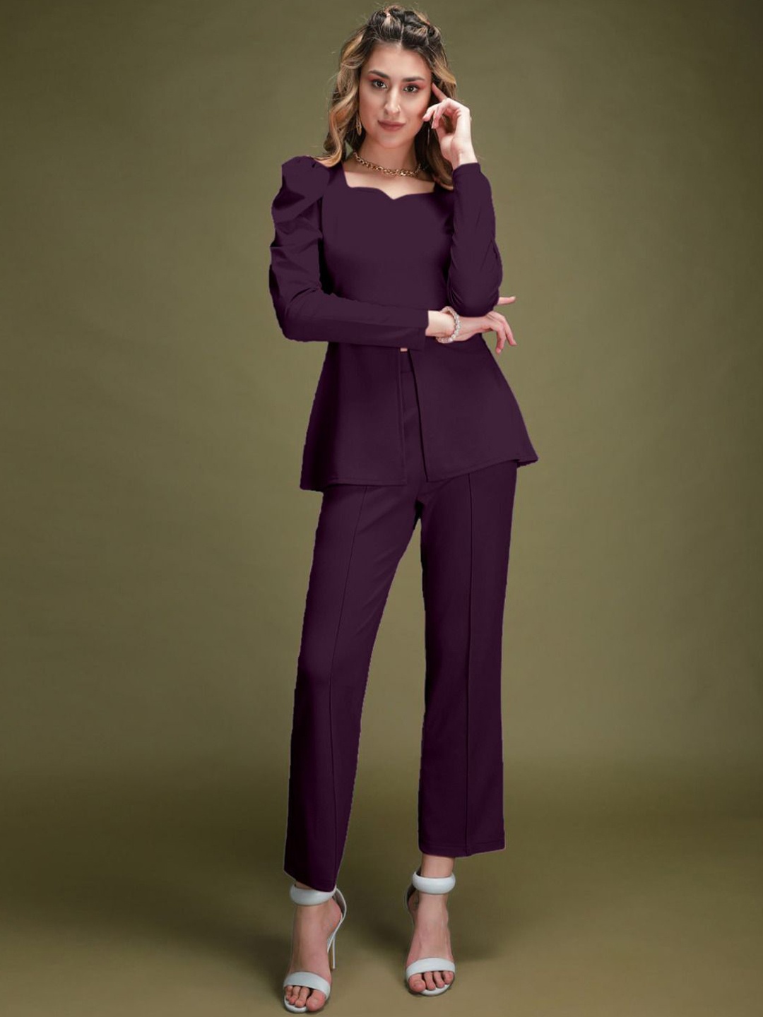 

CORSICA Long Sleeves Top With Trouser Co-Ords, Purple