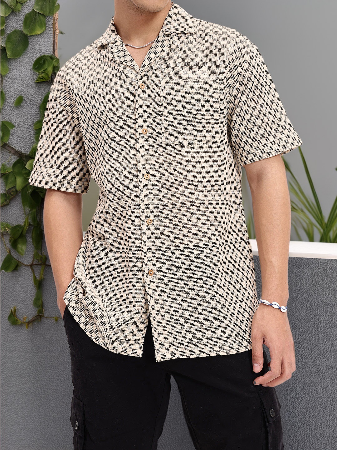 

Kook N Keech Fantastic Colorwork Knitted Pure Cotton Relaxed Fit Longline Shirt, Black