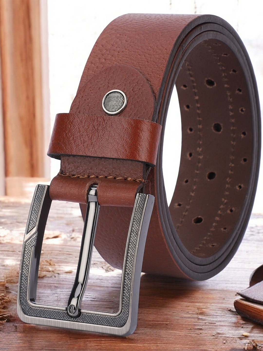 

WROGN Men Leather Belt, Tan