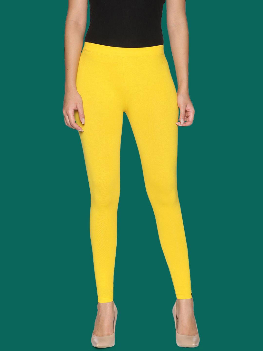 

TWIN BIRDS Women Cotton Blend Solid Alpho Squash Ankle Length Legging, Yellow