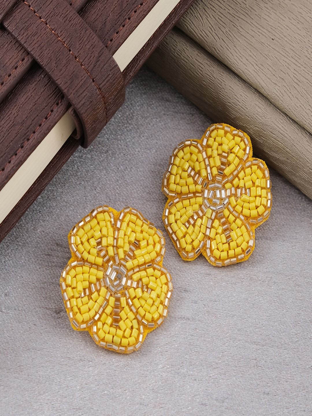 

Sangria Beaded Floral Studs, Yellow