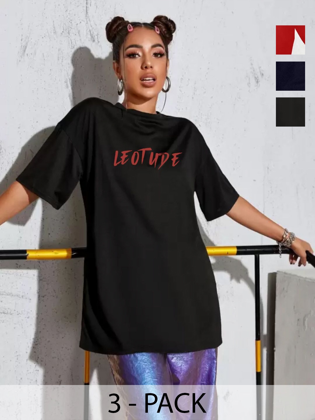 

Leotude Women 3 Printed T-shirt, Multi