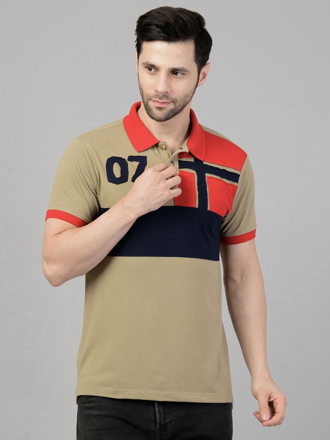 

HRX by Hrithik Roshan Men Polo Collar Applique T-shirt, Beige