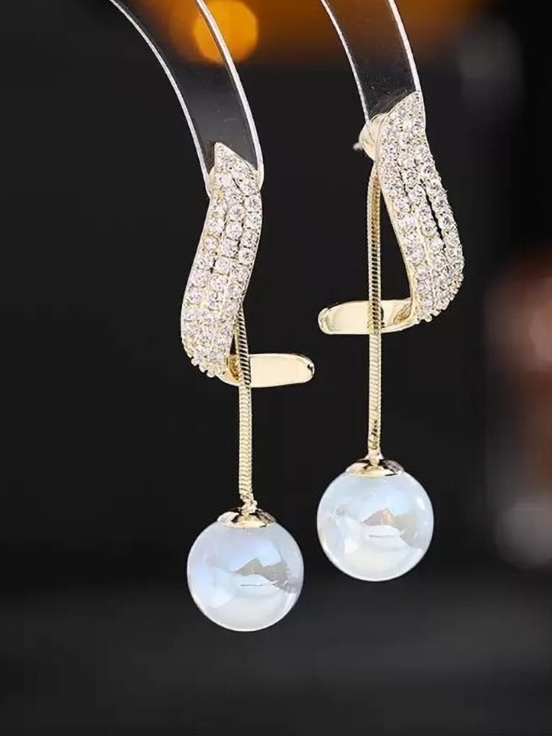 

V FASHION JEWELLERY Gold-Plated Contemporary Drop Earrings