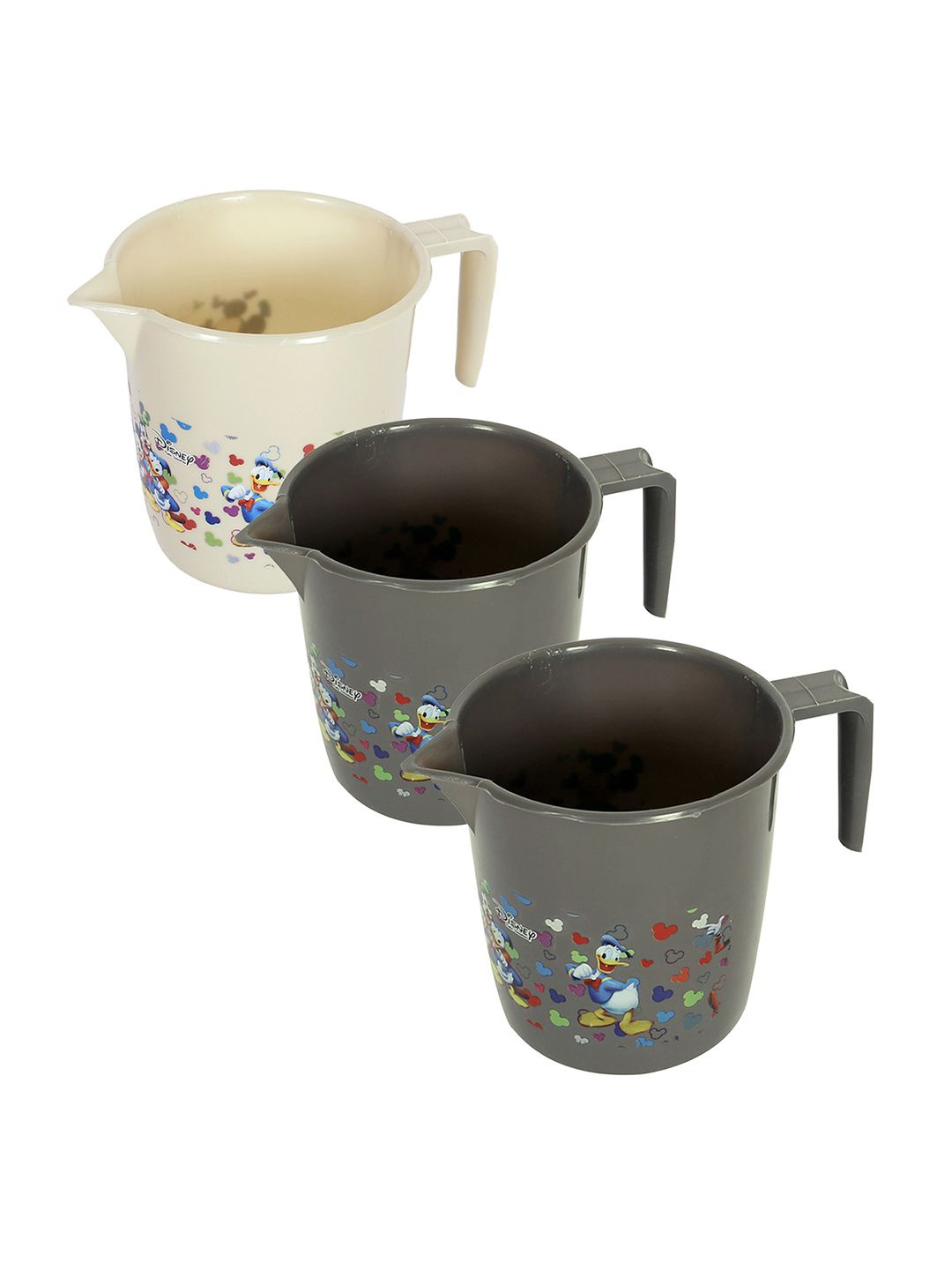 

Kuber Industries Beige & Grey 3 Pieces Floral Printed Bath Mugs 1L Each