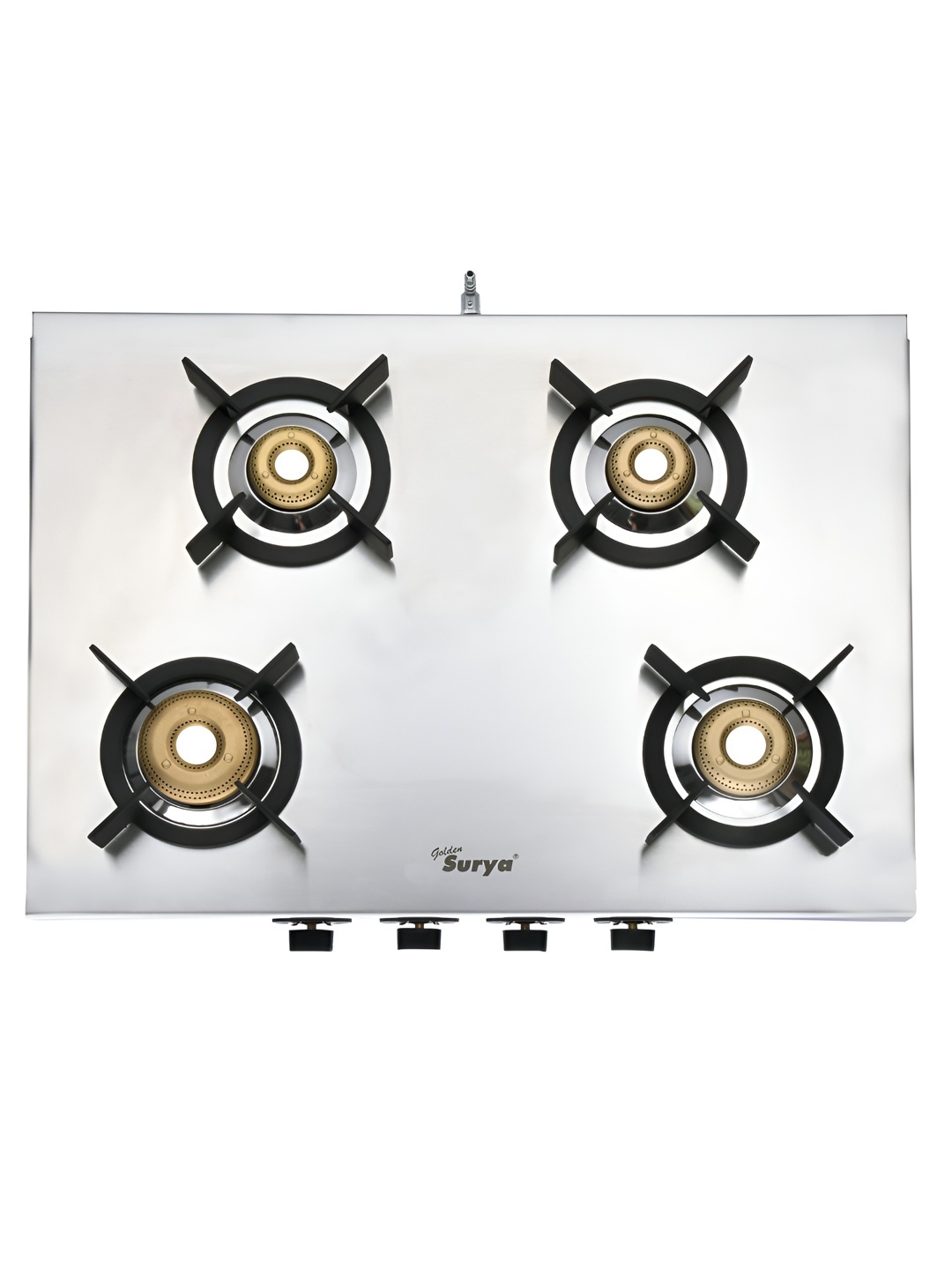 

GOLDEN SURYA Grey Heavy Stainless Steel 4 Burner Manual Gas Stove, Silver