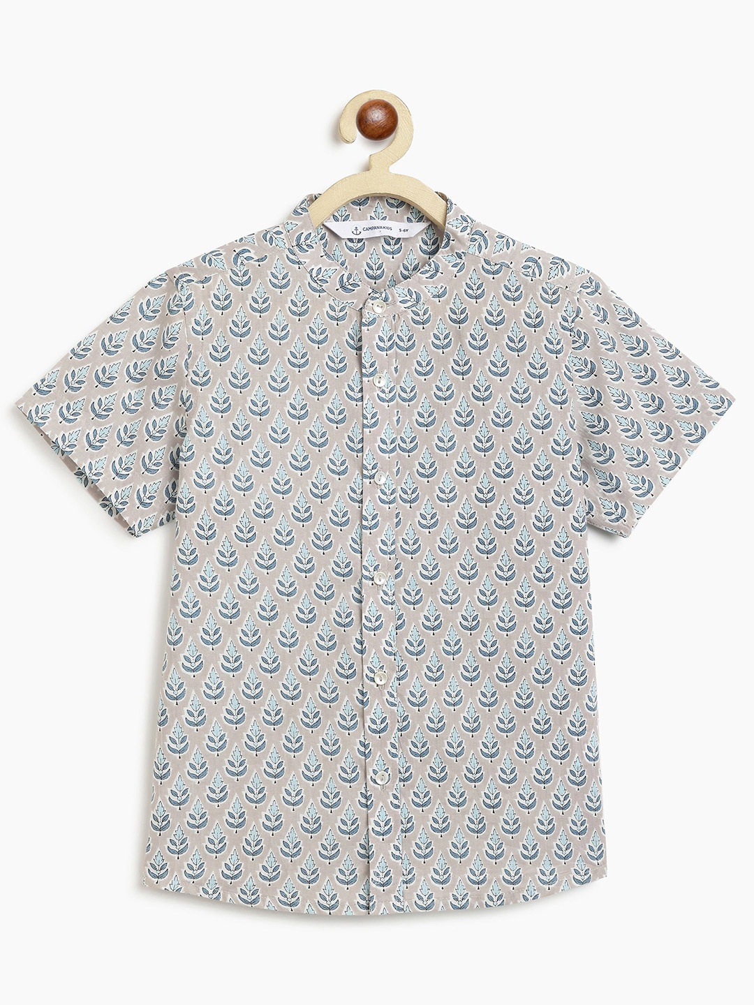 

Campana Boys Floral Opaque Printed Casual Shirt, Grey