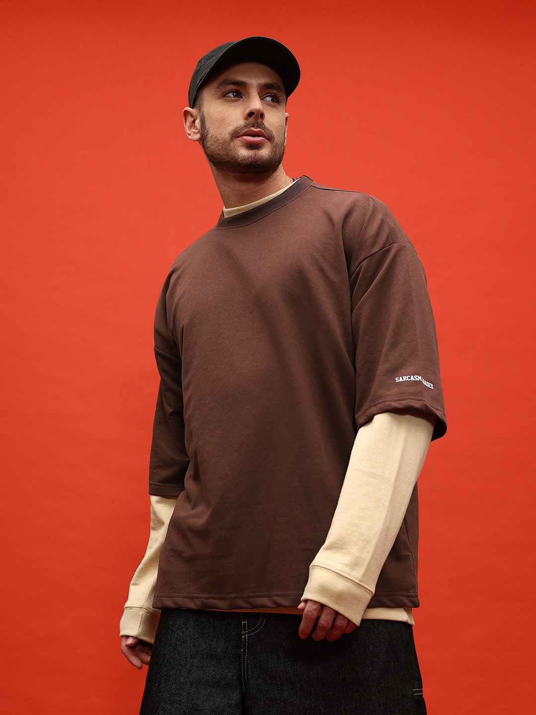 

glitchez Street Savvy Oversized Terry Heavy GSM Tshirt, Brown