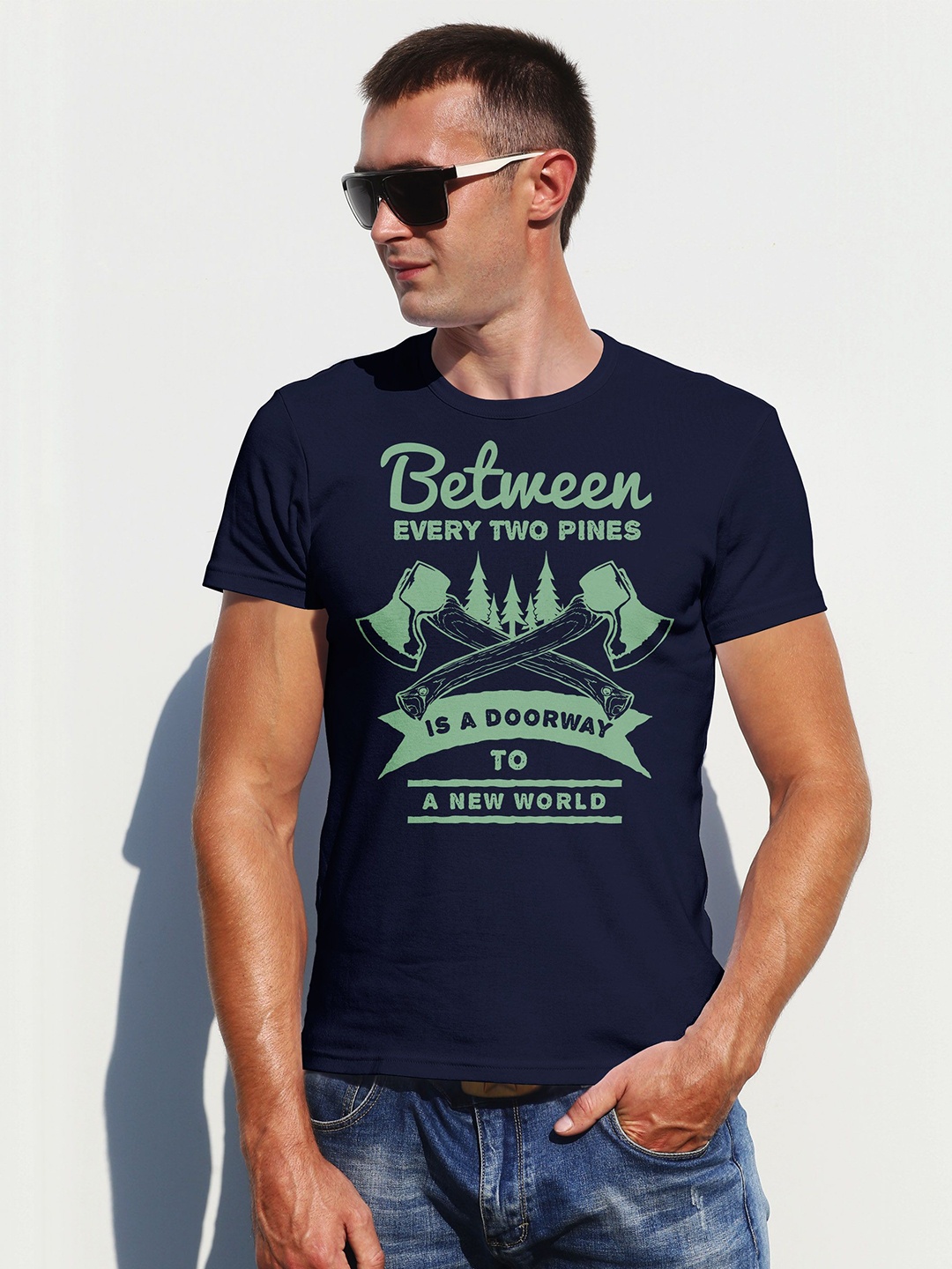 

Moda Rapido Men Printed T-shirt, Navy blue