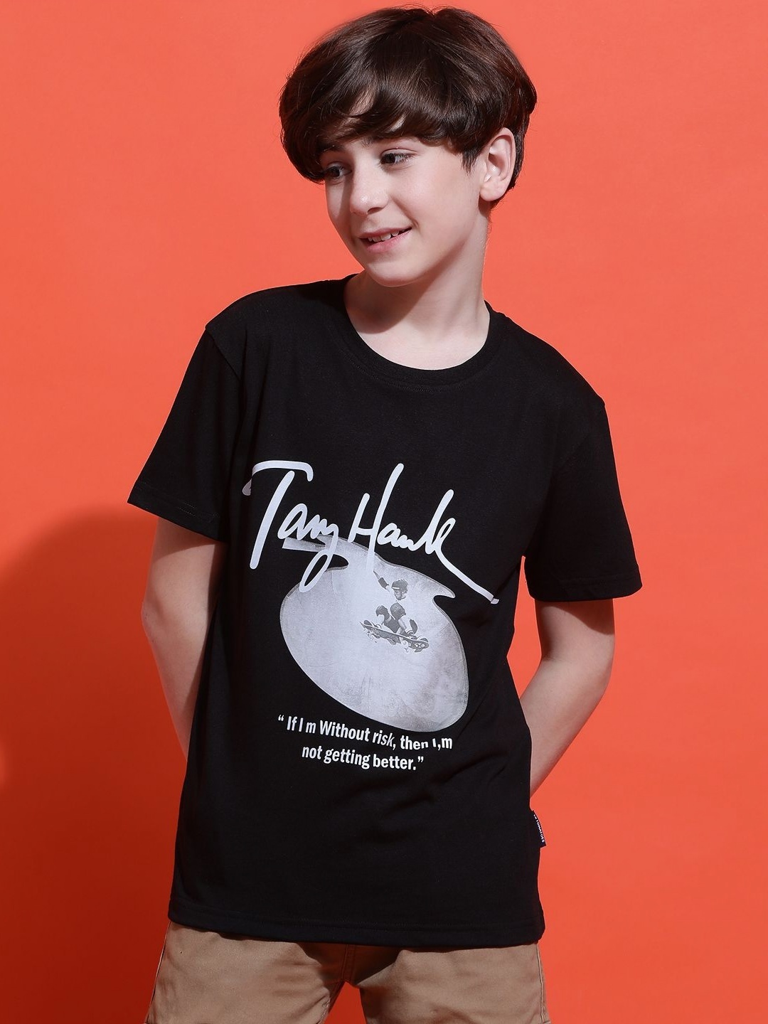 

Lil Tomatoes Boys Typography Printed T-shirt, Black