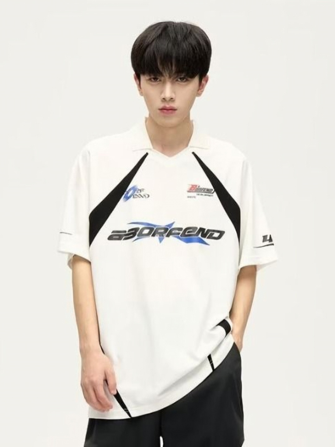 

StyleCast Men Polo Collar Monochrome T-shirt, White