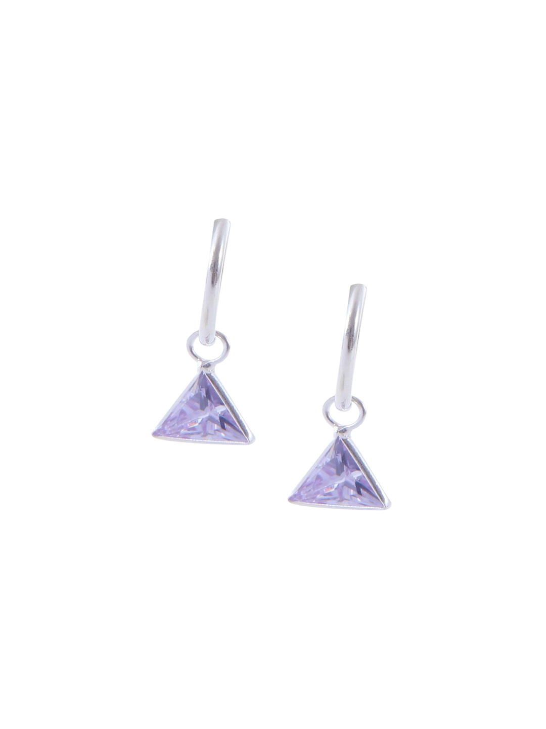 

Abhooshan Sterling Silver Silver-Plated Triangular Hoop Earrings, Purple