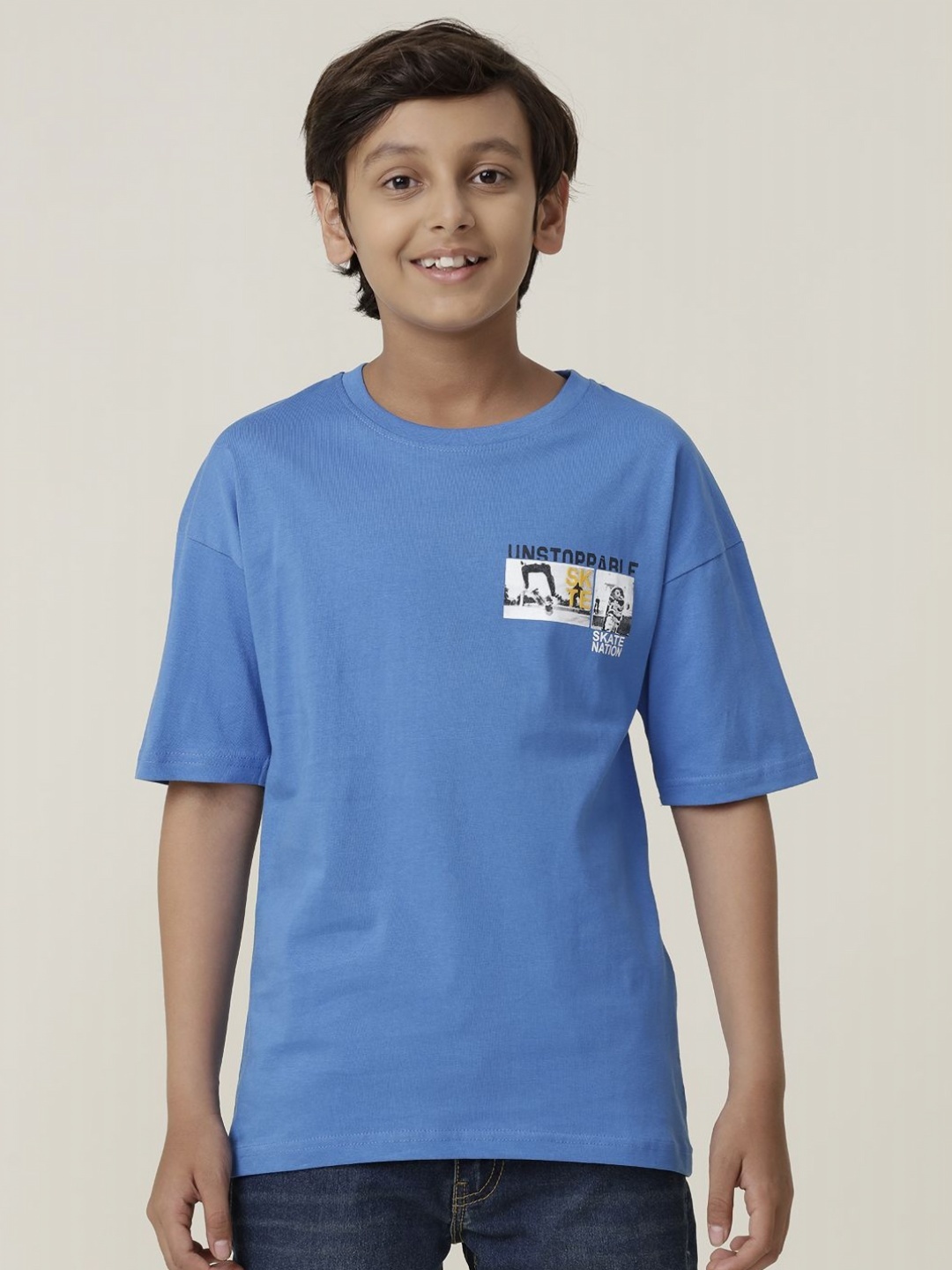 

UNDER FOURTEEN ONLY Boys Applique T-shirt, Blue