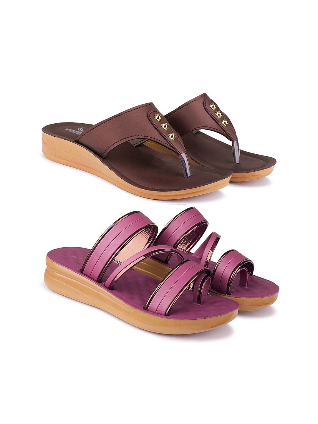 

BERSACHE Women Open Toe Flats, Brown