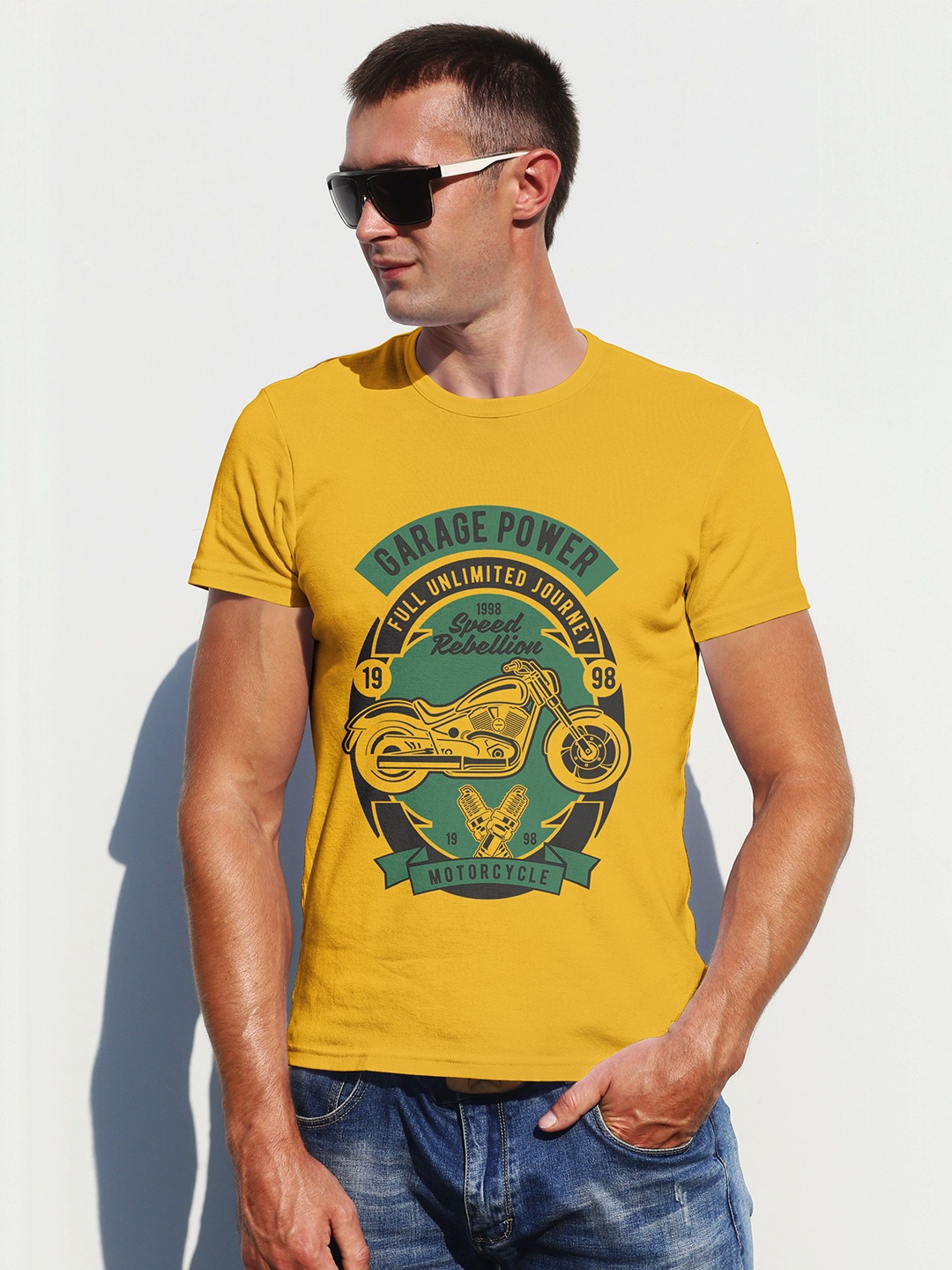 

Moda Rapido Men Printed T-shirt, Yellow