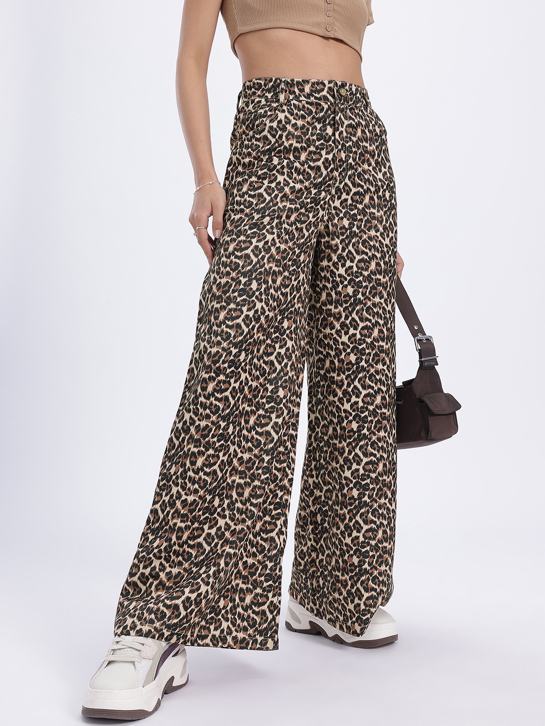 

glitchez Women Jungle Drifter Breezy Wide-leg Trousers, Black