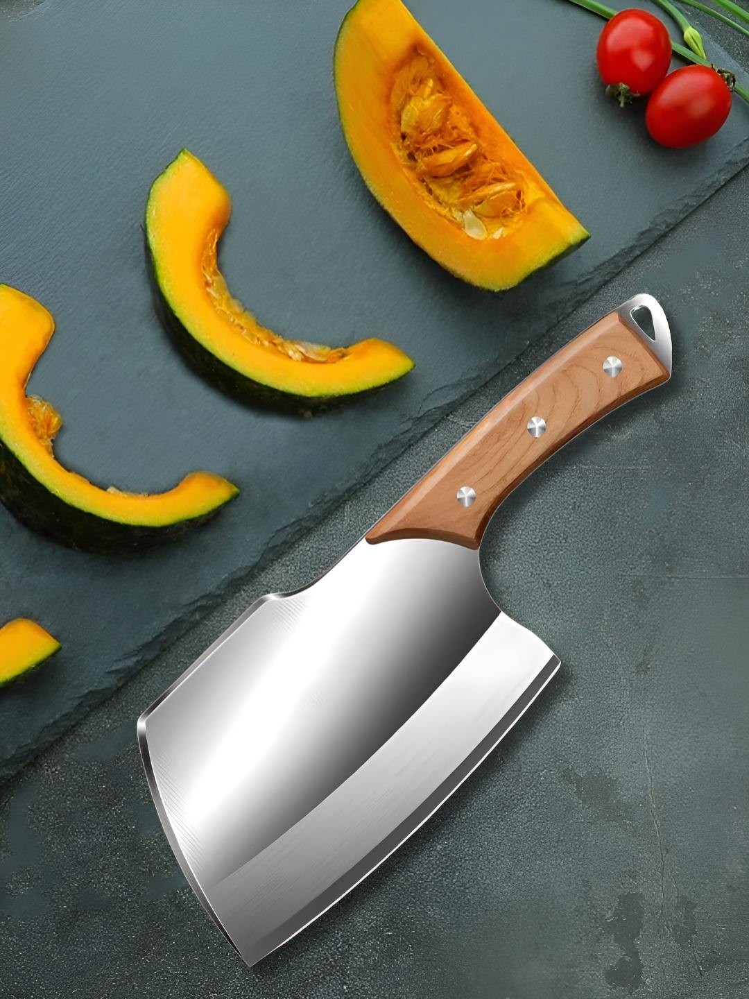 

MACHADO Silver-Toned Stainless Steel Serbian Forged Butcher Hunters Meat Cleaverl Knife