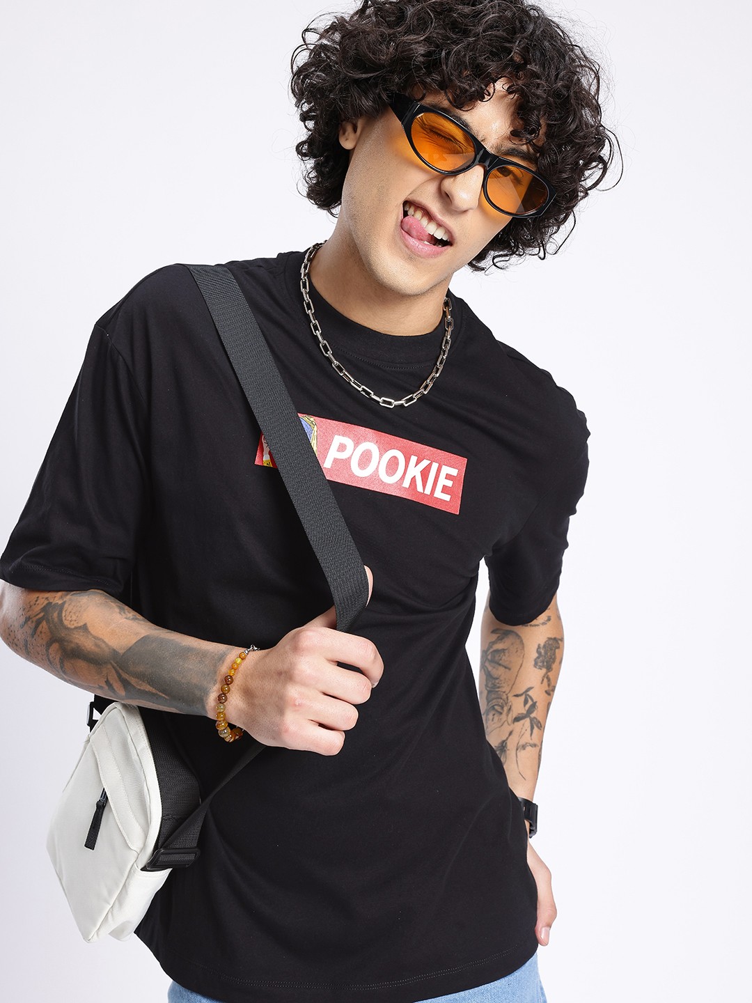 

glitchez Street Savvy Printed Oversized T-shirt, Black
